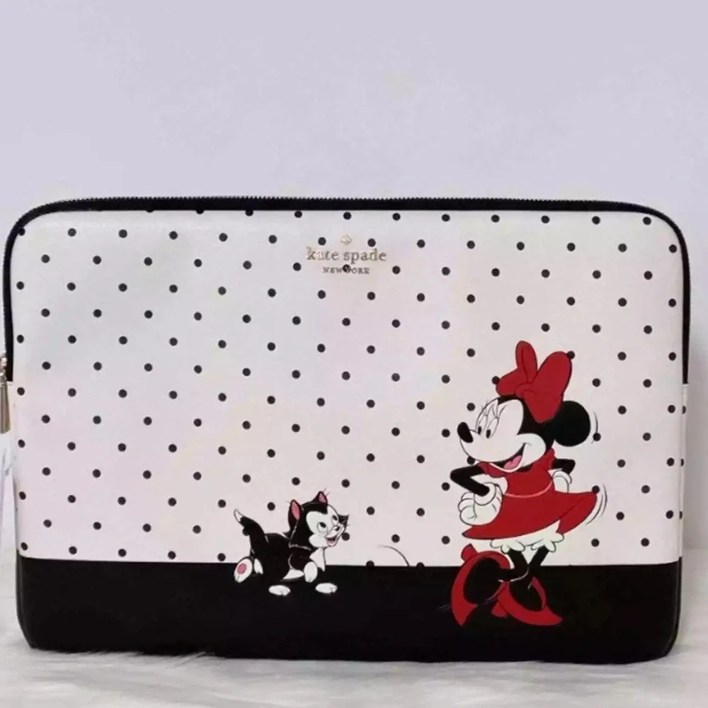 New Kate Spade Disney X Minnie Mouse Universal Laptop Sleeve Black White